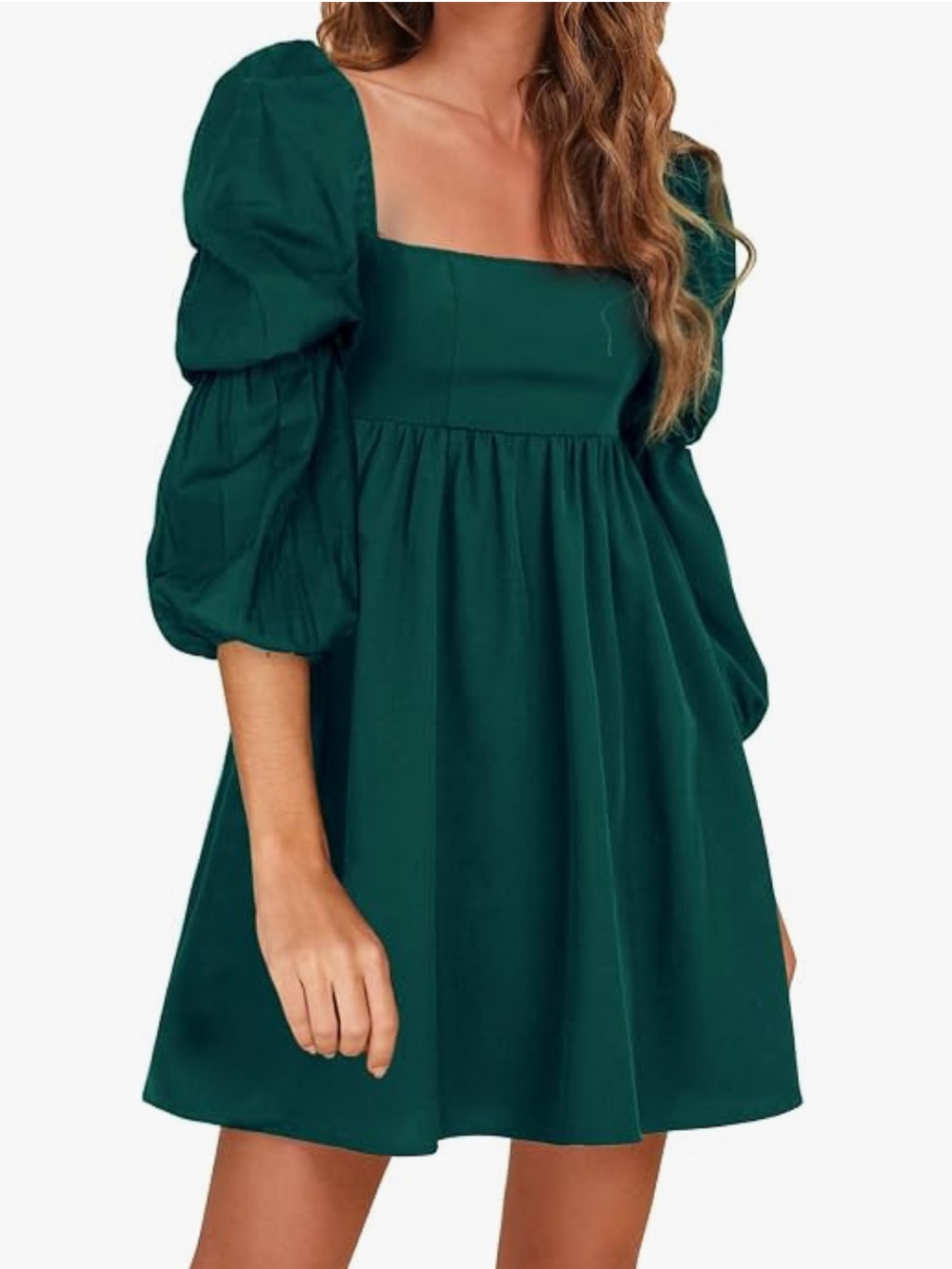 Women’s Square Neck A-Line Puff Sleeve Mini Dress
